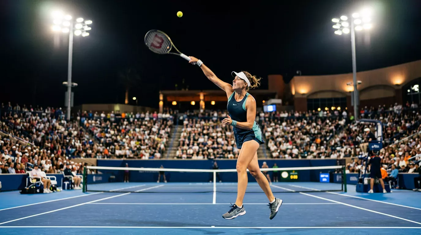 Tennismatch waehrend eines Live-Wetten-Szenarios auf dem Court